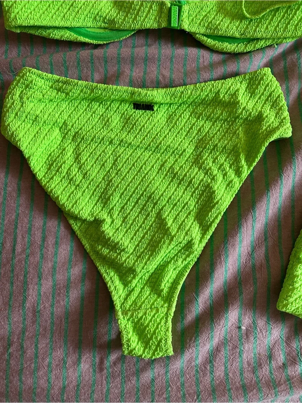 triangl swimwear Neon Lime Textured Bikini Set